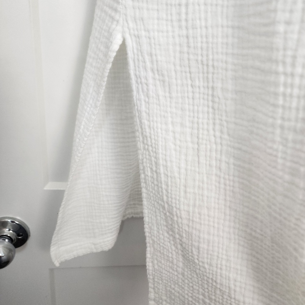 Honest Cotton White Double Gauze Tunic Dress OS Lagenlook Coastal Minimalist - Picture 5 of 16